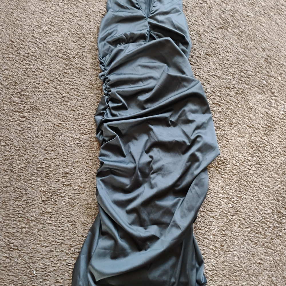 Chic Black Ruched Maxi Dress